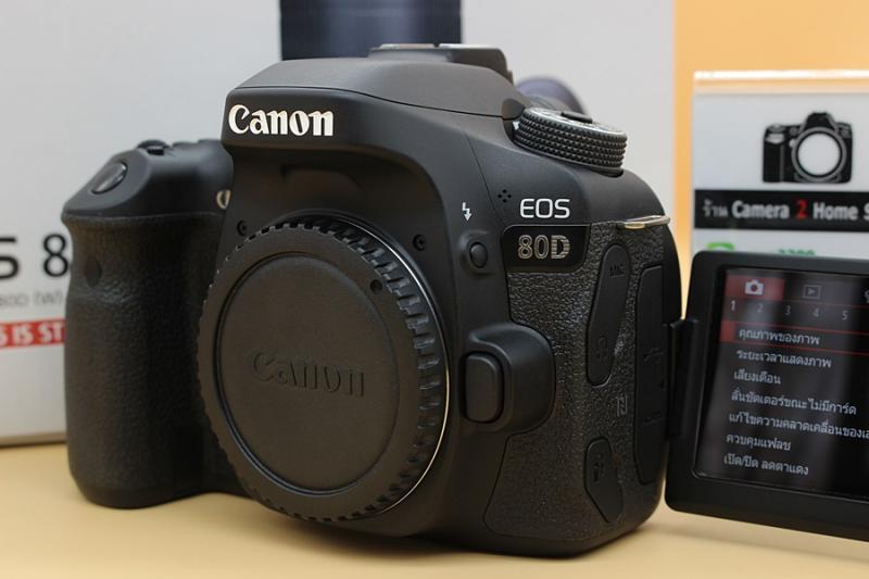 ขาย Body Canon EOS 80D อดีตประกันร้าน สภาพสวย ชัตเตอร์ 7,xxxรูป หน้าจอทัชสกิน มีWiFiในตัว เมนูไทย จอติดฟิล์มแล้ว อุปกรณ์ครบกล่อง  อุปกรณ์และรายละเอียดของสิ
